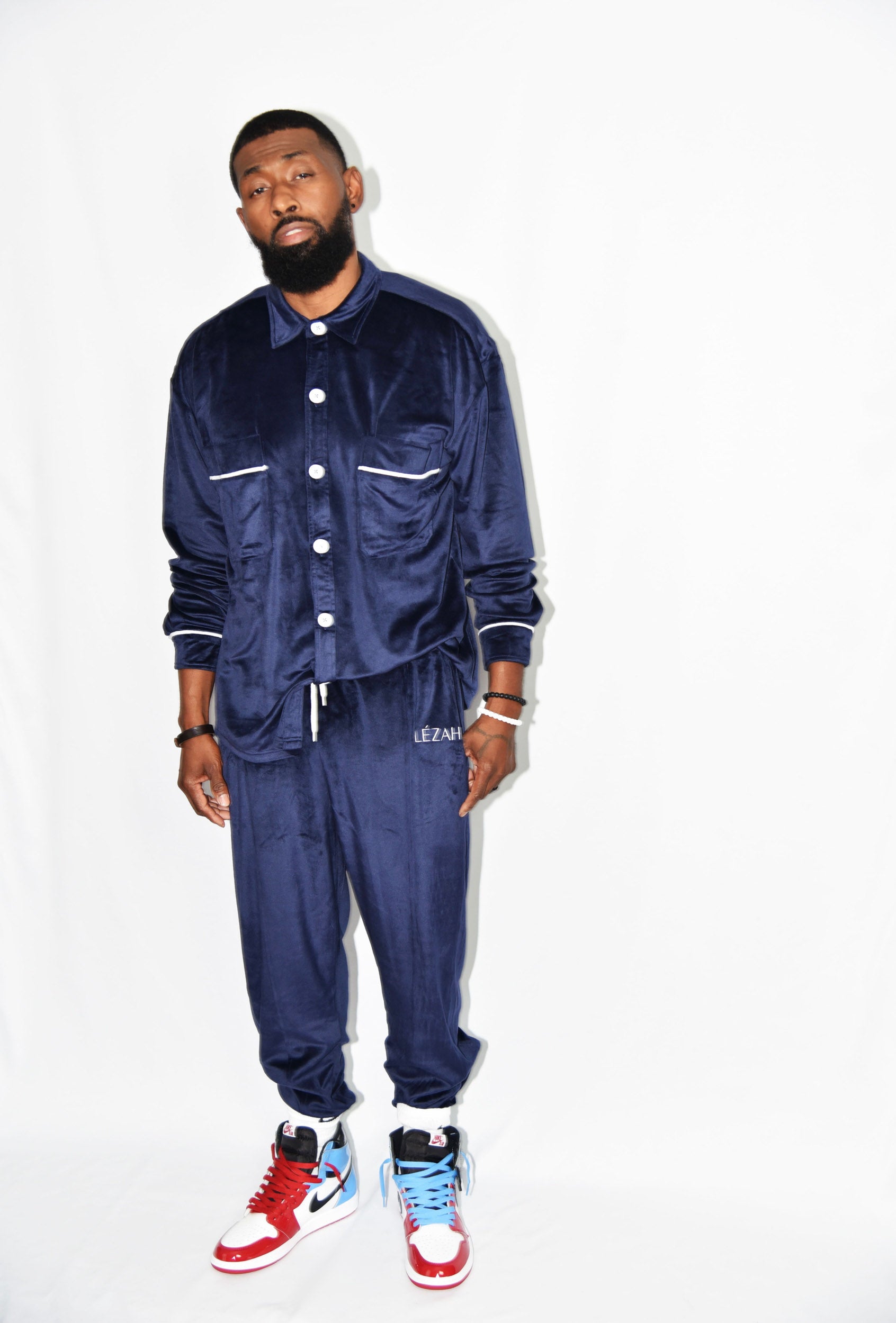 Logo Velour Striped Tracksuit